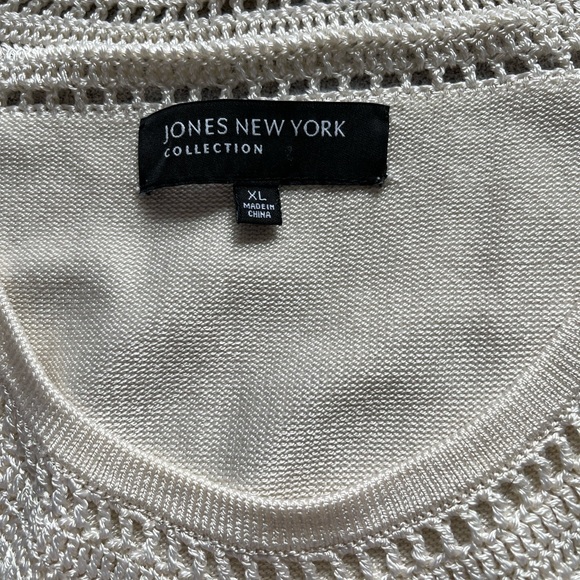 Jones New York Cream Silky Knit Cap Sleeve Sweater Size XL - Picture 5 of 8